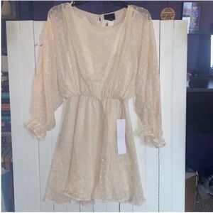 Lumiere Urban Outfitters Long Sleeve Mini Dress Cream Size S